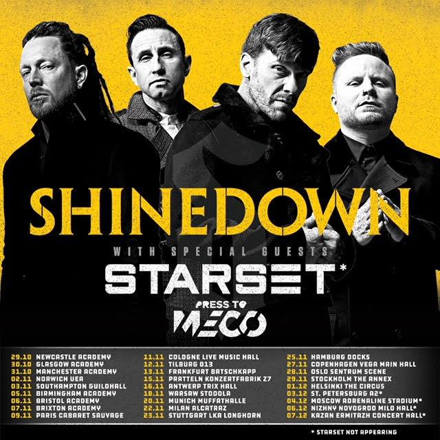 Affiche de Shinedown en tournée européenne