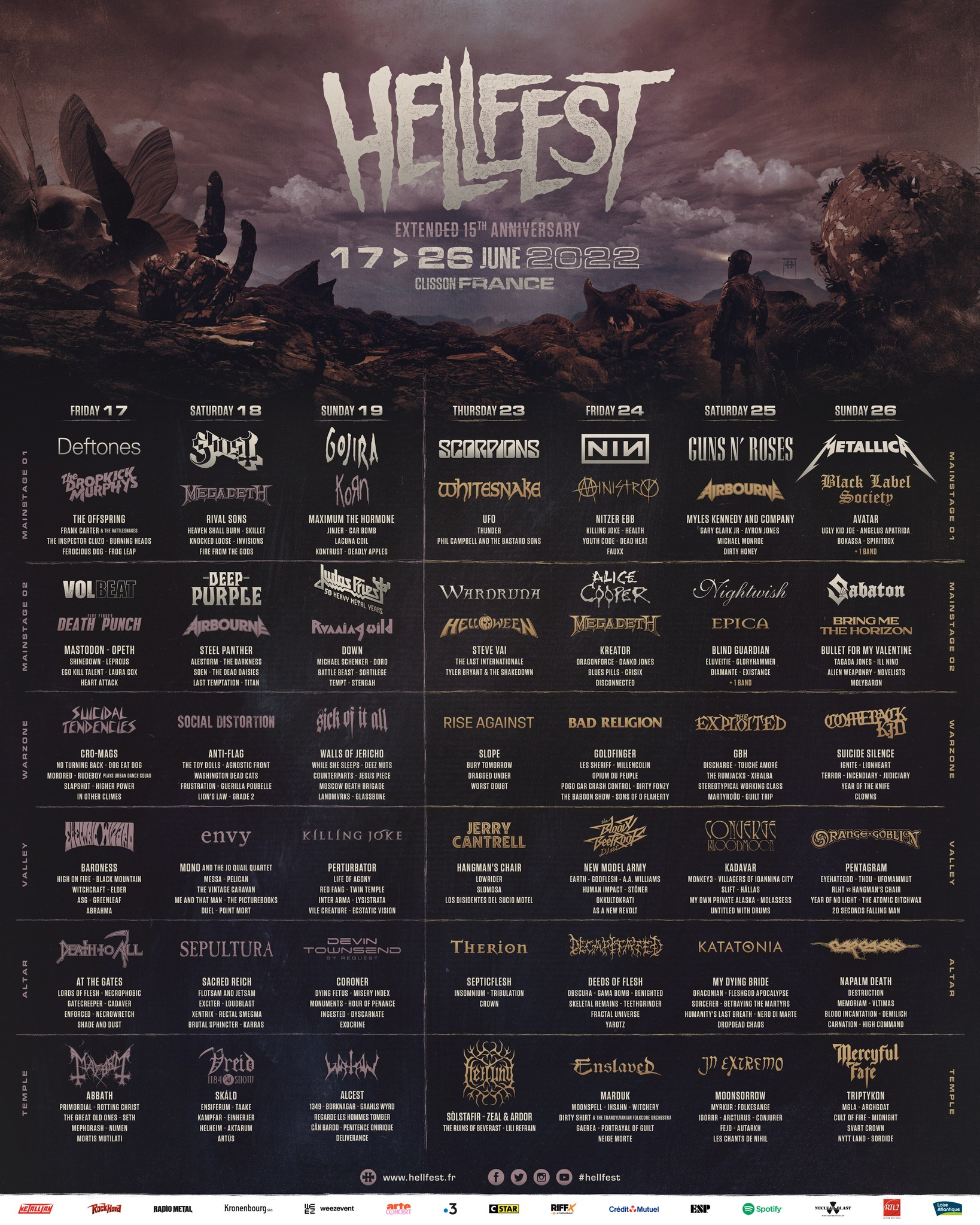 Affiche définitive Hellfest 2022