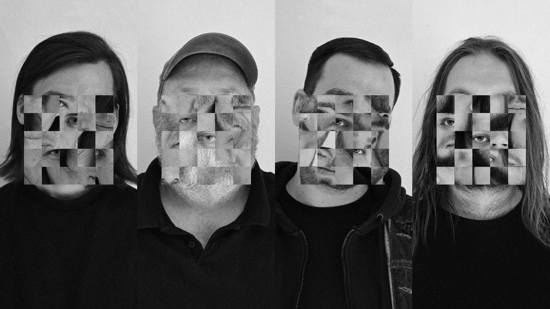 Visages pixelisés façon puzzle des membres de Cemented Minds